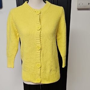 L.L. Bean Bright Yellow Button-Up Cardigan